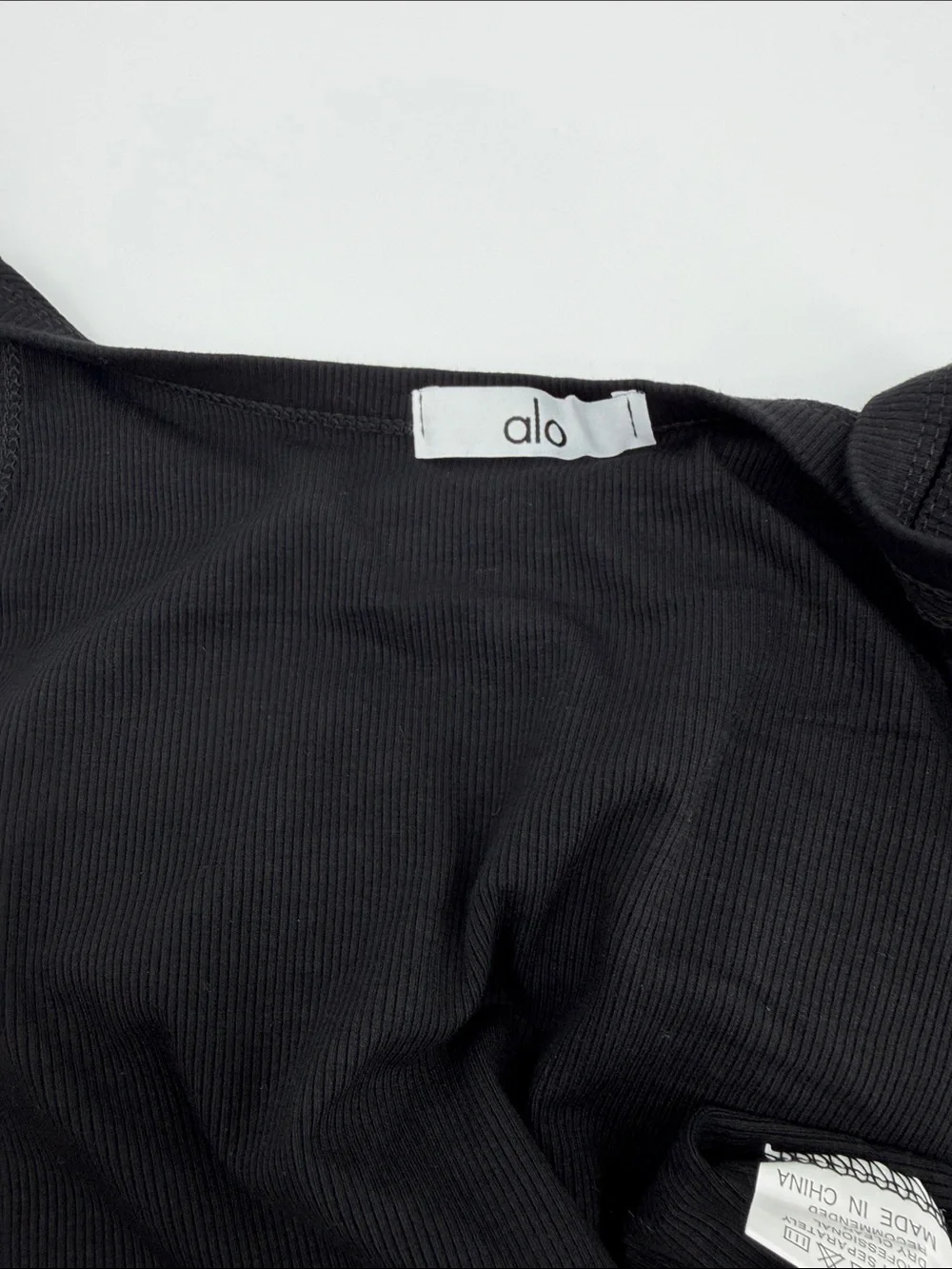 ALO Yoga Black Ribbed Logo Tank